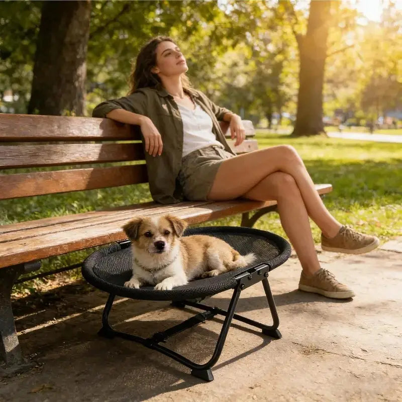 Foldable and Portable Pet Cot for Cats and Dogs, Elevated Pet Bed for Cats and Dogs - Breathable Fabric Blanket, Suitable for Indoor and Outdoor Use by Small and Medium-Sized Pets, with a Weight Capacity of 30Kg for Cats and Dogs