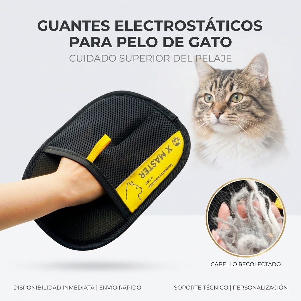 Guantes Quitapelos Electrostáticos para Perros y Gatos — Reutilizables