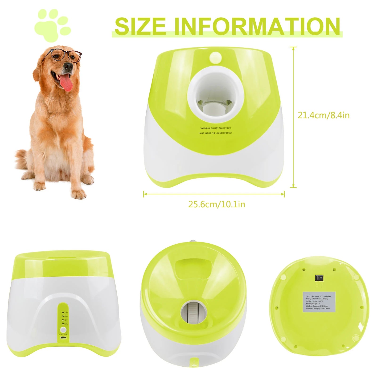 Lanzador Automático de Pelotas para Perros Recargable — 3 Distancias