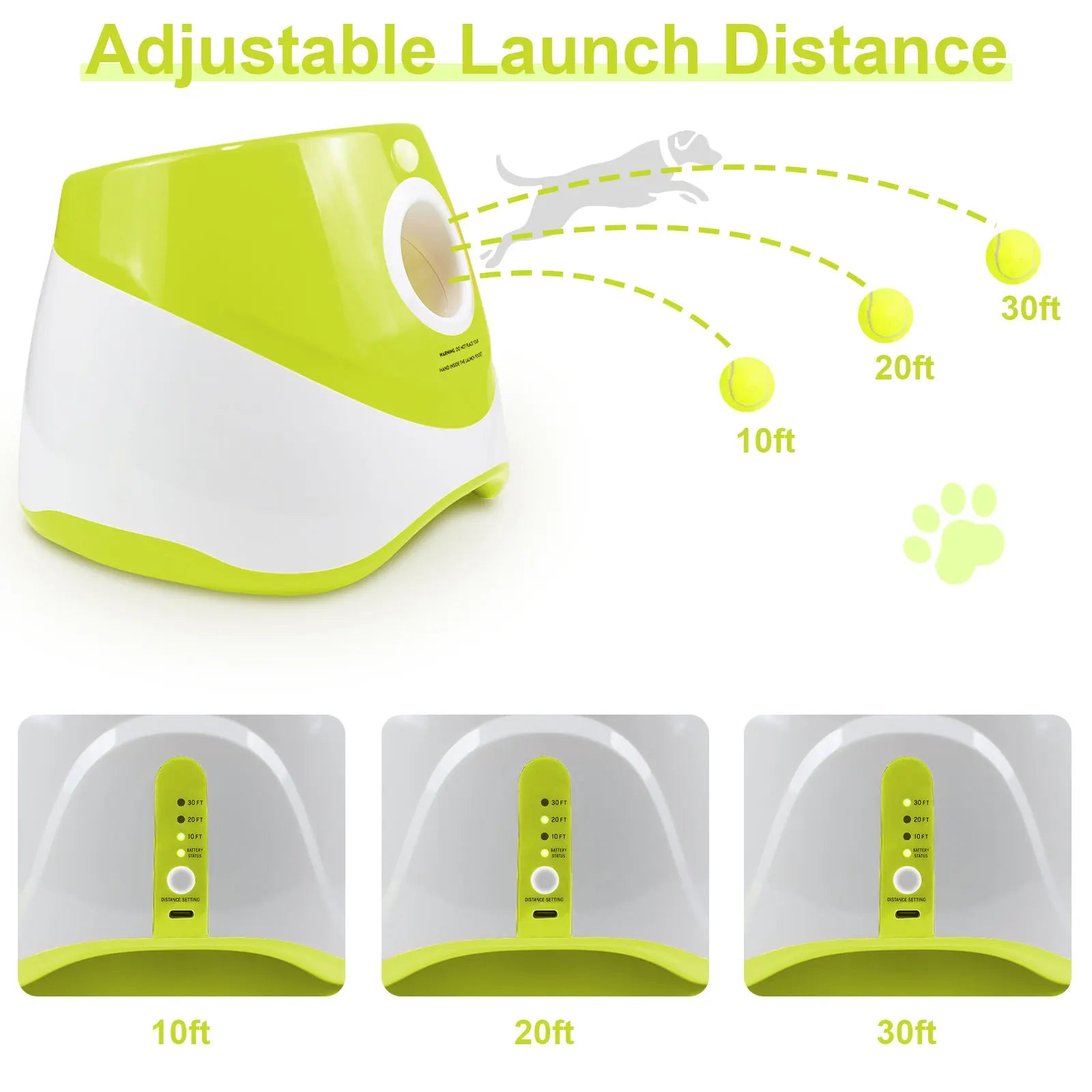 Lanzador Automático de Pelotas para Perros Recargable — 3 Distancias