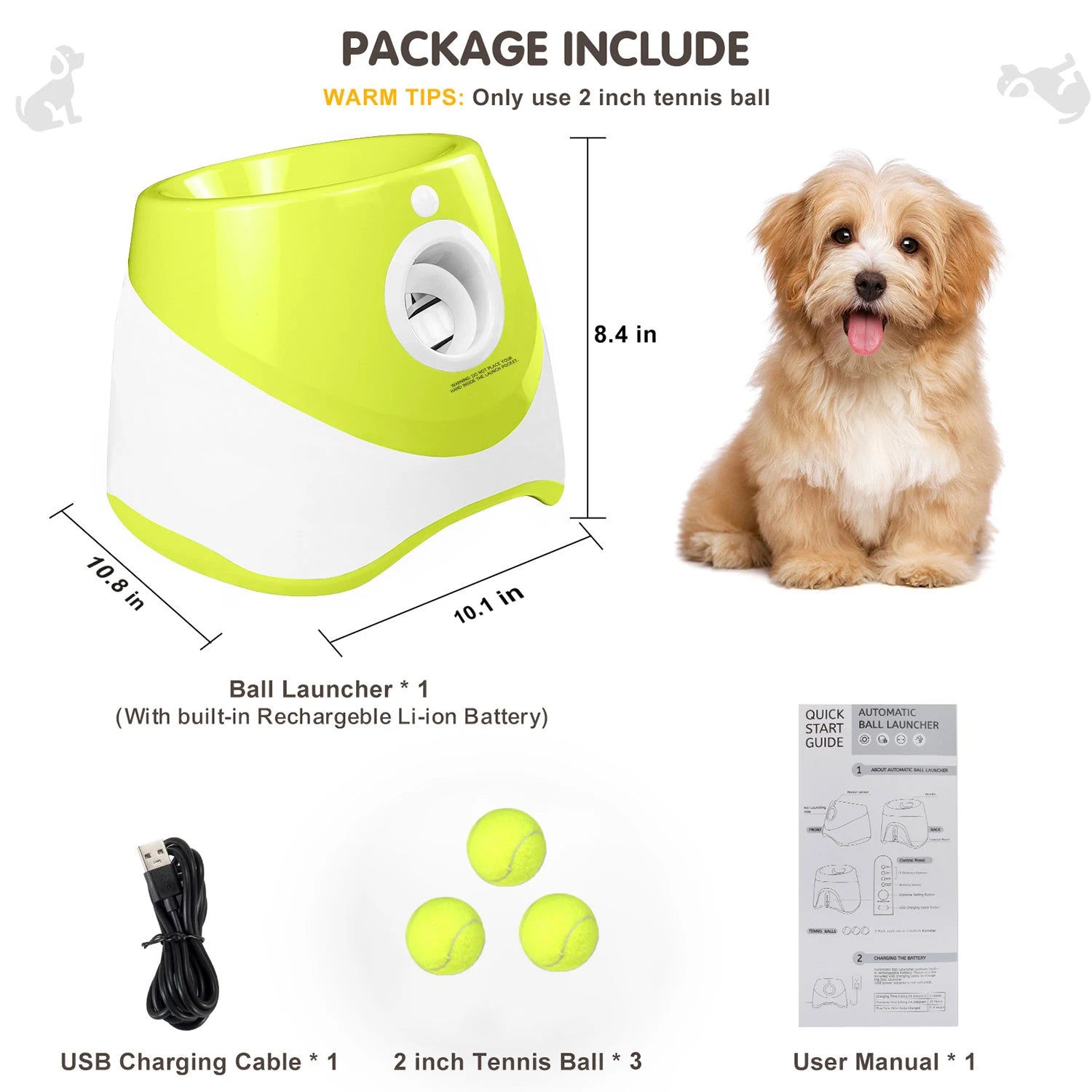 Lanzador Automático de Pelotas para Perros Recargable — 3 Distancias