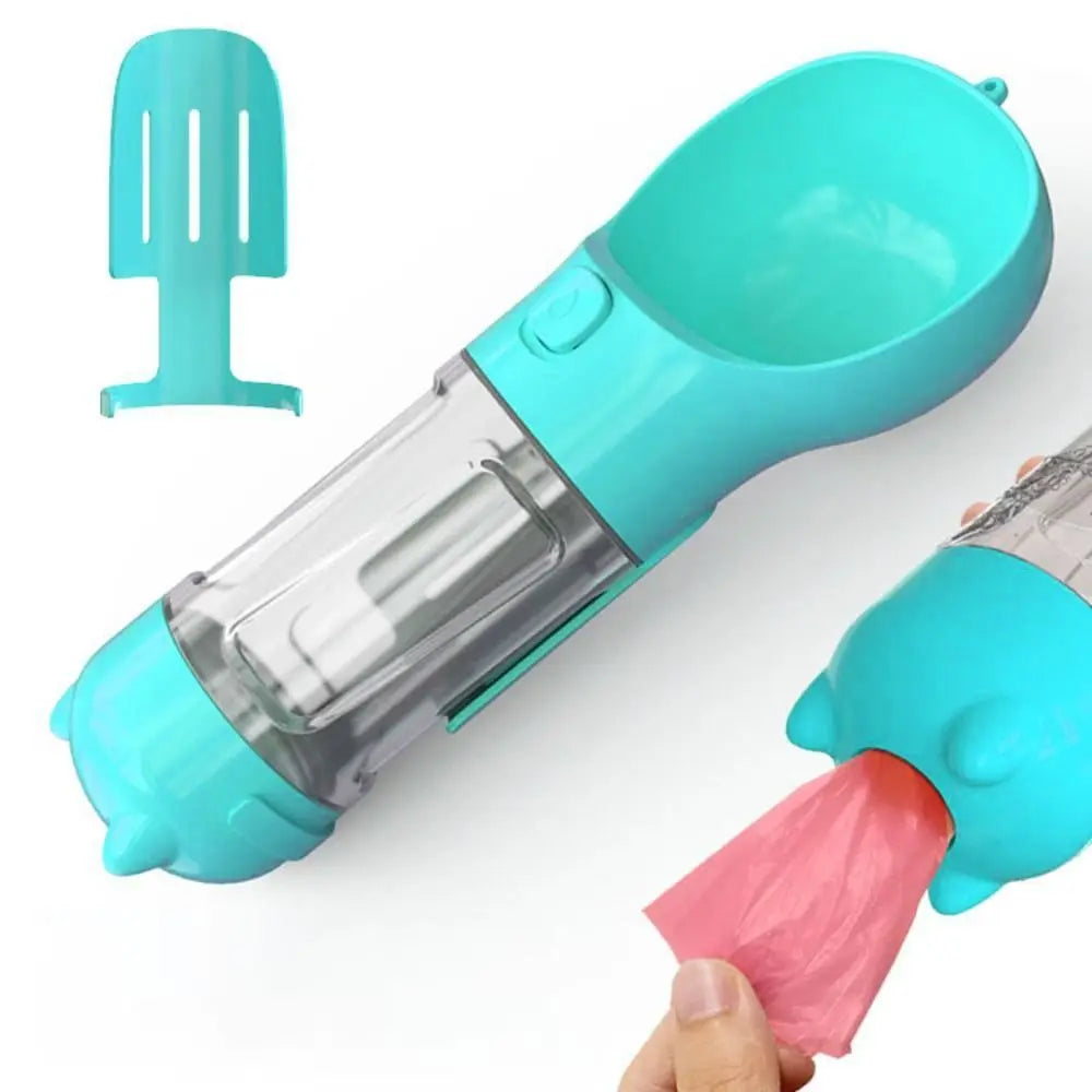 Dispensador de Agua y Comida 3 en 1 para Perros con Bolsas y Pala