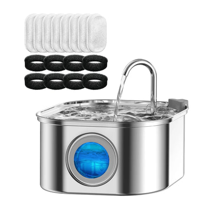 Fuente de Agua para Gatos 3.2L Acero Inoxidable con Filtro y Sensor