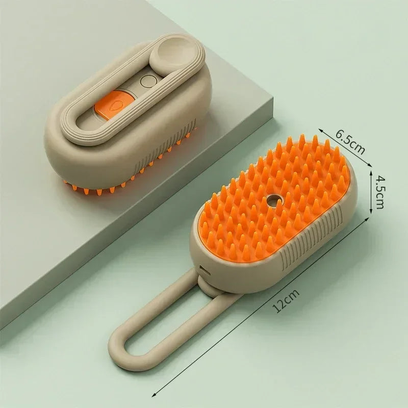 Cepillo de Vapor 3 en 1 para Mascotas — Cepillado, Masaje y Vapor