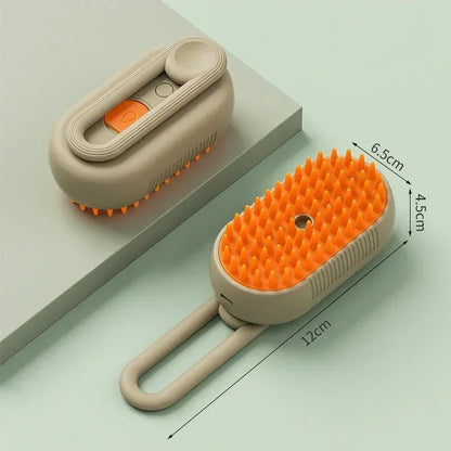 Cepillo de Vapor 3 en 1 para Mascotas — Cepillado, Masaje y Vapor
