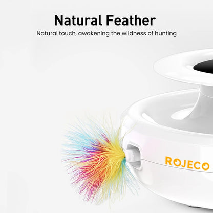 Juguete Interactivo 2 en 1 para Gatos con Plumas y Pelota Automática