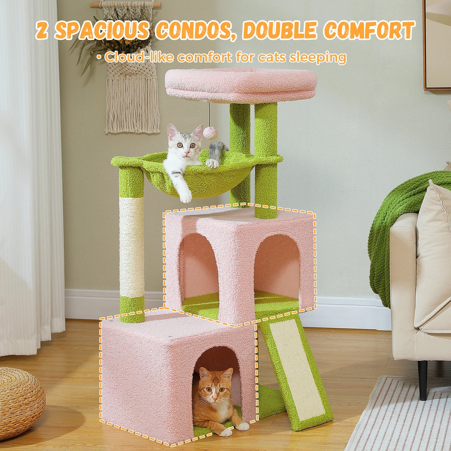 Árbol Grande para Gatos de Interior 104 cm — Torre con Rascador y Cueva