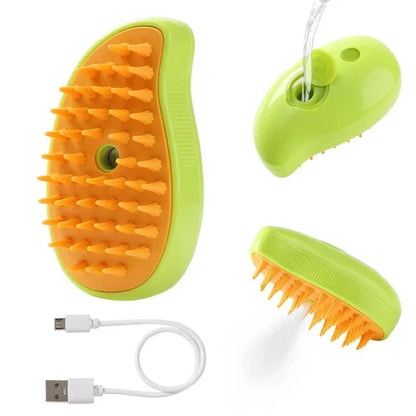 Cepillo de Vapor 3 en 1 para Mascotas — Cepillado, Masaje y Vapor