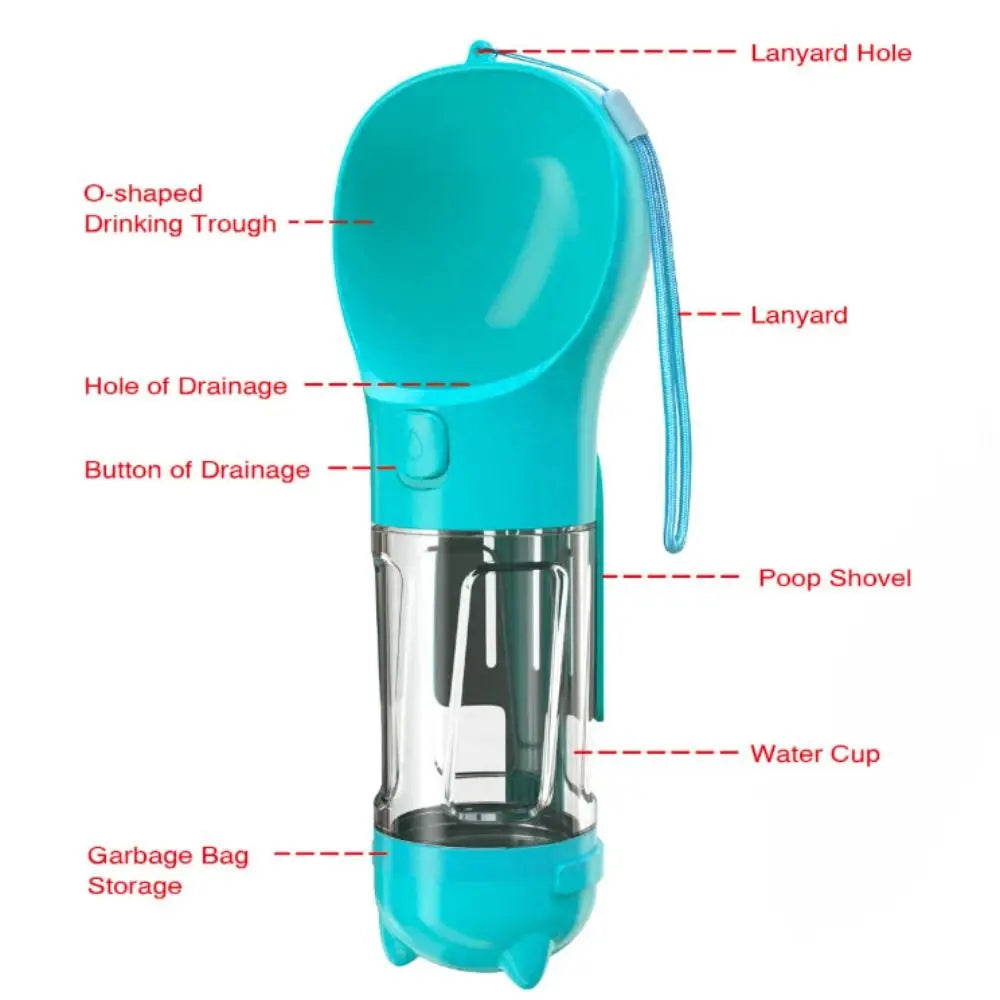 Dispensador de Agua y Comida 3 en 1 para Perros con Bolsas y Pala