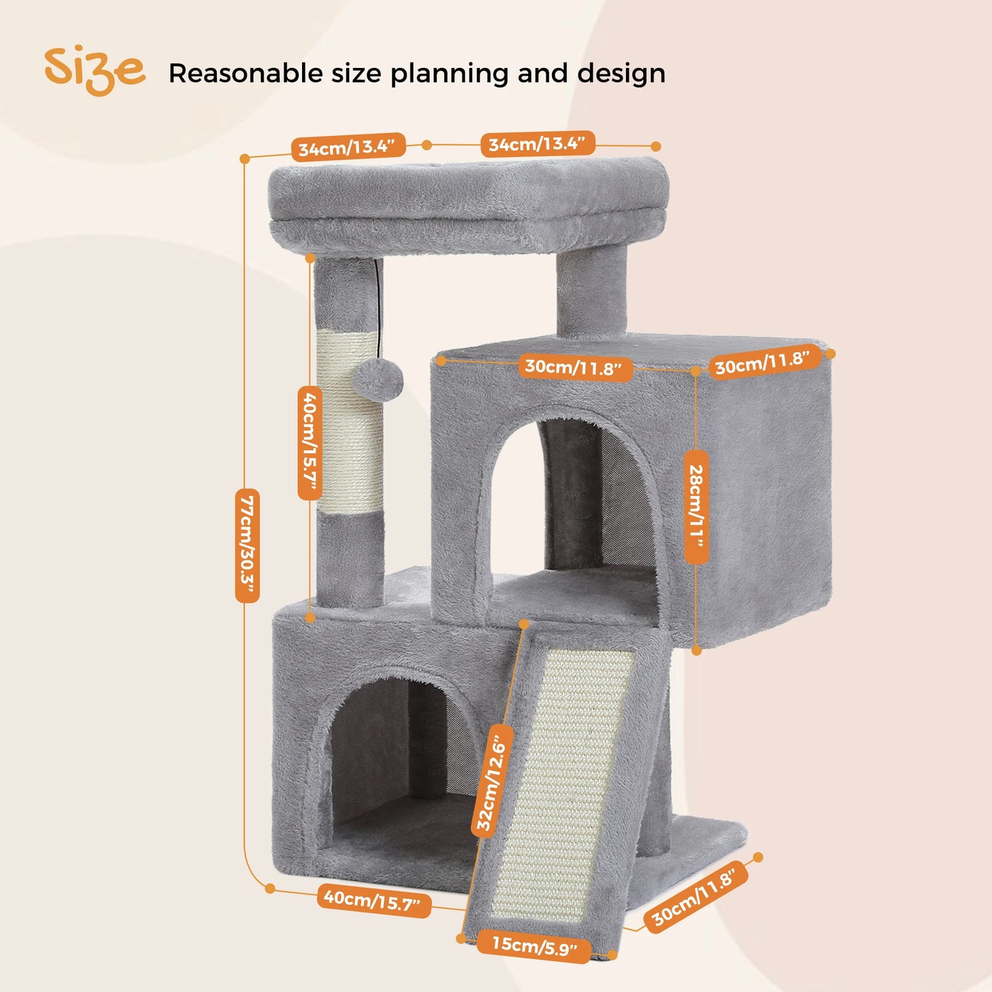 Árbol Grande para Gatos de Interior 104 cm — Torre con Rascador y Cueva