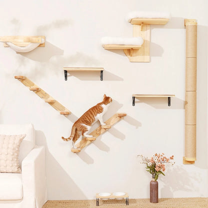 Hamaca y Estantería Mural para Gatos — Ahorra Espacio en Casa