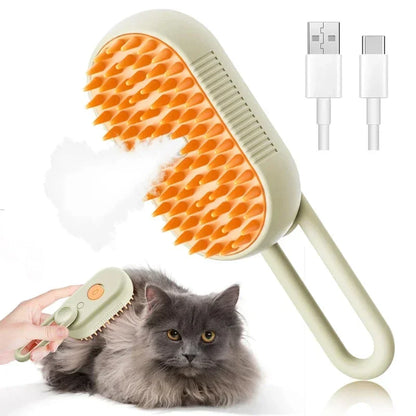 Cepillo de Vapor 3 en 1 para Mascotas — Cepillado, Masaje y Vapor
