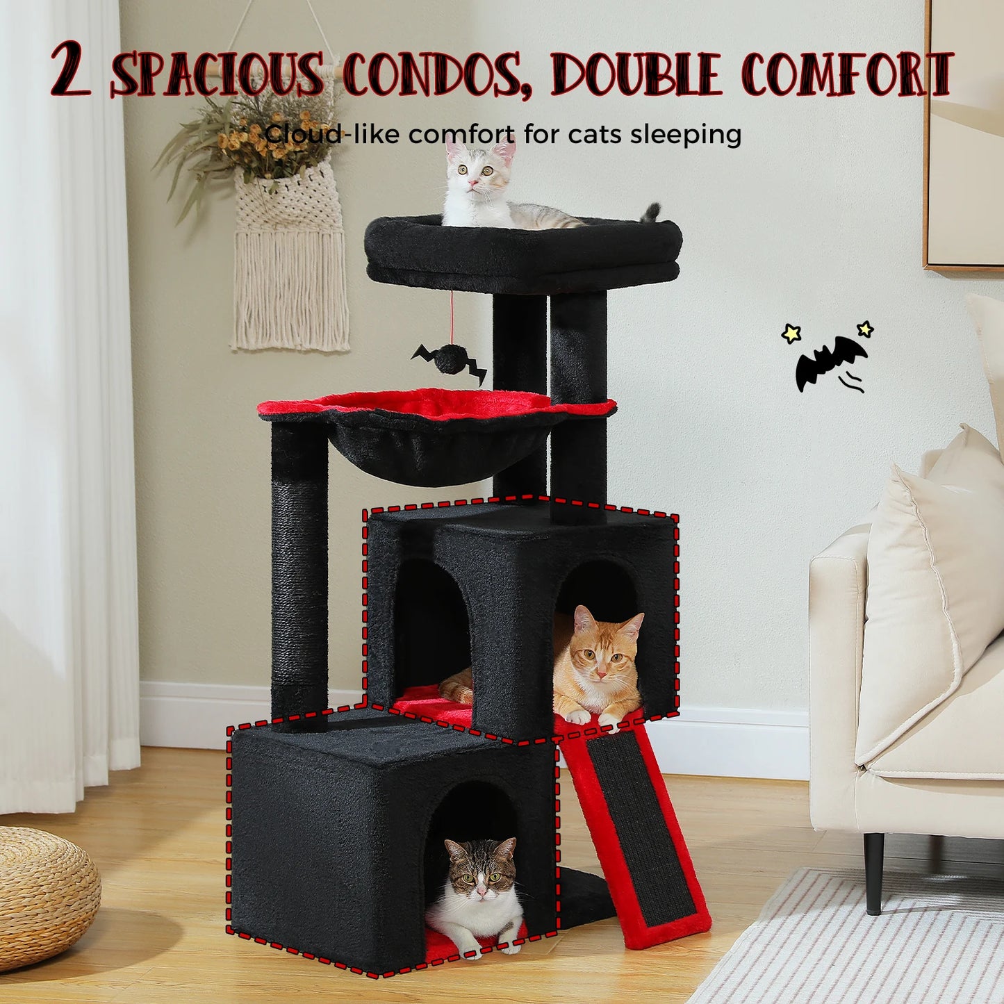 Árbol Grande para Gatos de Interior 104 cm — Torre con Rascador y Cueva