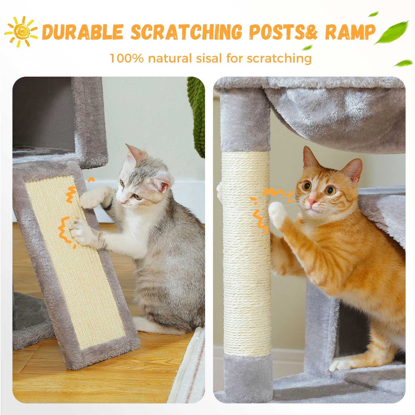 Árbol Grande para Gatos de Interior 104 cm — Torre con Rascador y Cueva