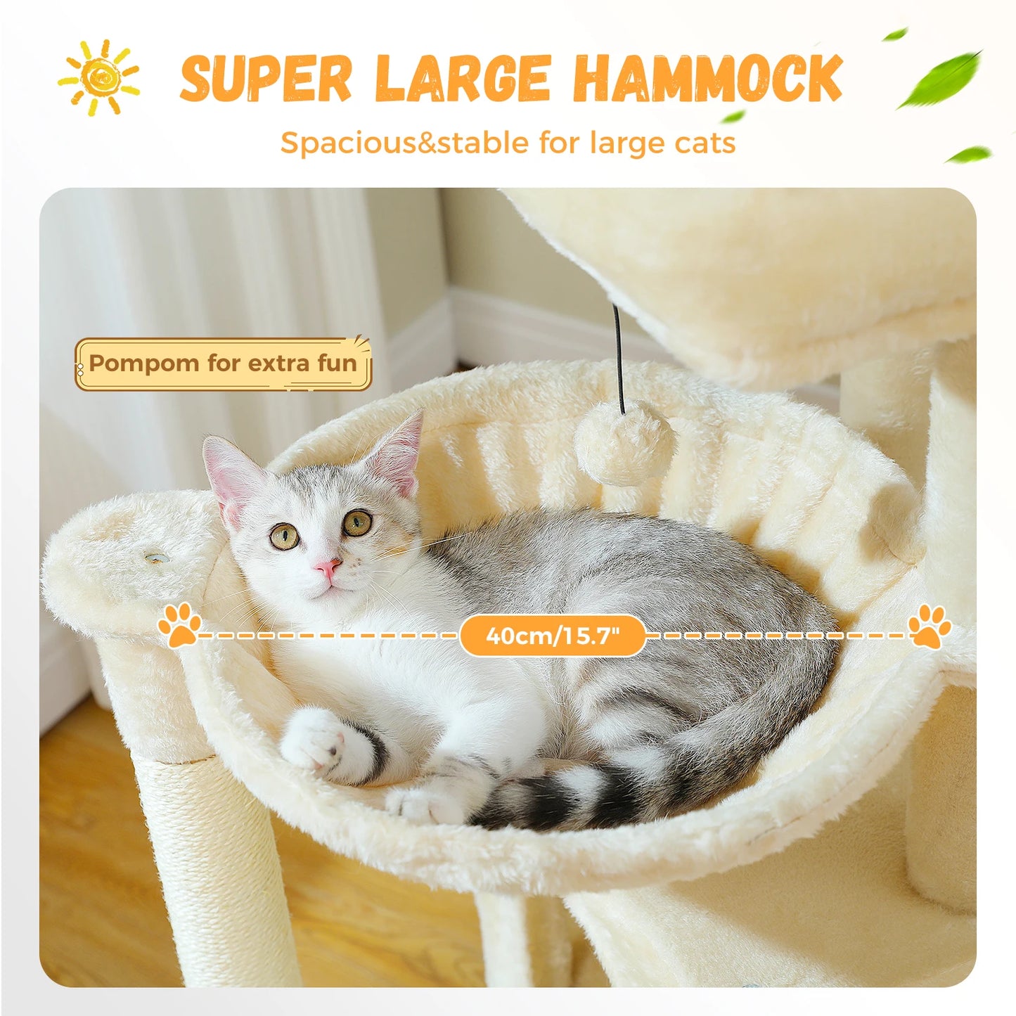 Árbol Grande para Gatos de Interior 104 cm — Torre con Rascador y Cueva