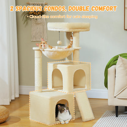 Árbol Grande para Gatos de Interior 104 cm — Torre con Rascador y Cueva