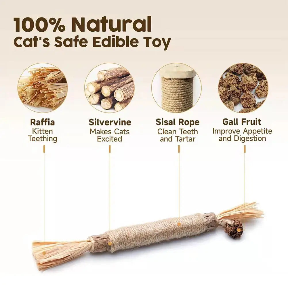 Varilla de Vid con Hierba Gatera para Gatos — Limpieza Dental Natural
