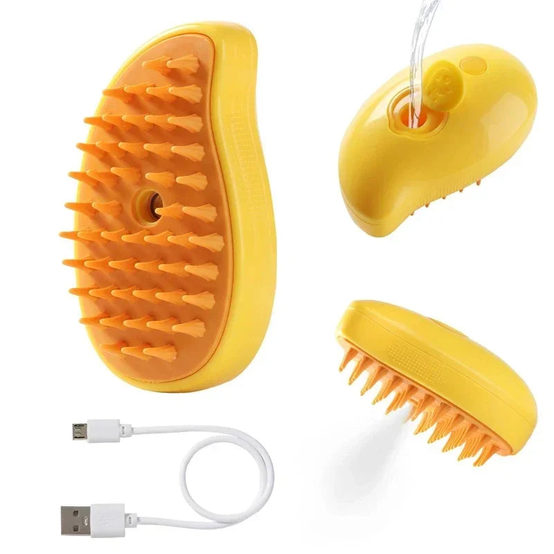 Cepillo de Vapor 3 en 1 para Mascotas — Cepillado, Masaje y Vapor