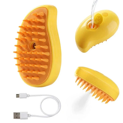 Cepillo de Vapor 3 en 1 para Mascotas — Cepillado, Masaje y Vapor