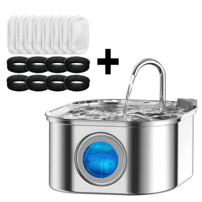 Fuente de Agua para Gatos 3.2L Acero Inoxidable con Filtro y Sensor