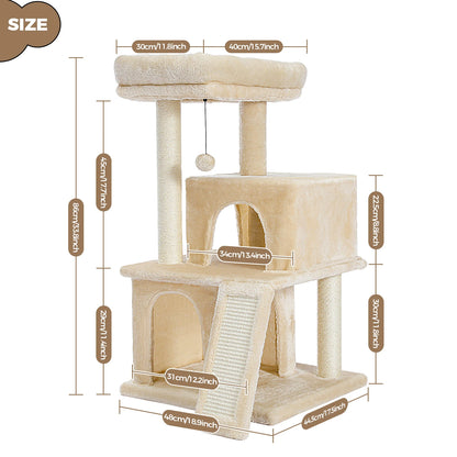 Árbol Grande para Gatos de Interior 104 cm — Torre con Rascador y Cueva
