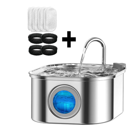 Fuente de Agua para Gatos 3.2L Acero Inoxidable con Filtro y Sensor