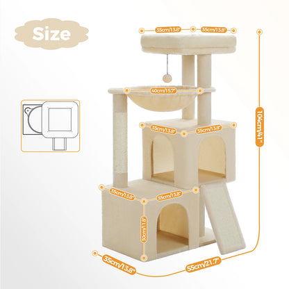 Árbol Grande para Gatos de Interior 104 cm — Torre con Rascador y Cueva