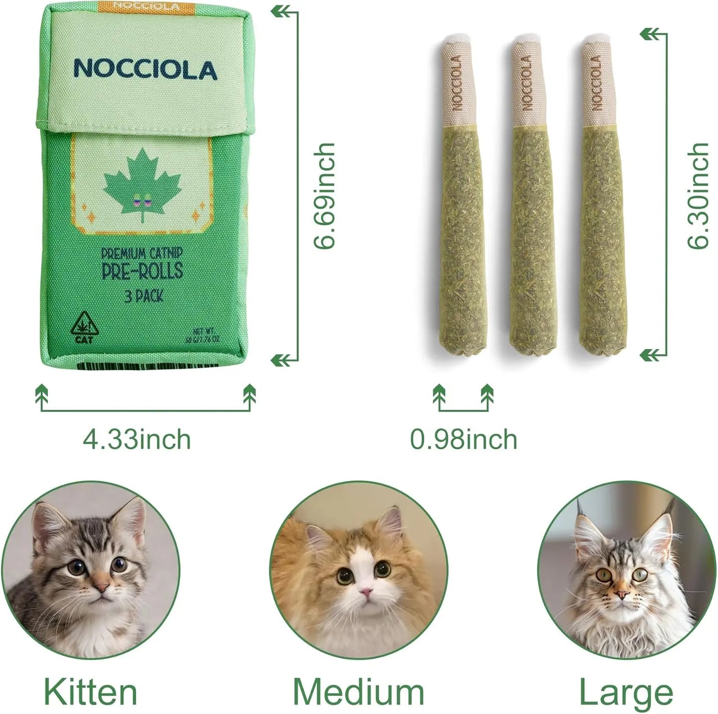 Nocciola 3 Pack Purr-Re-Roll Cat Toy Set #Summervibes #Petlovers, 100% Premium Cat Herb Filling, Natural Stimulation for Cats, Safe Teething & Kicker Toys, Perfect for Kittens