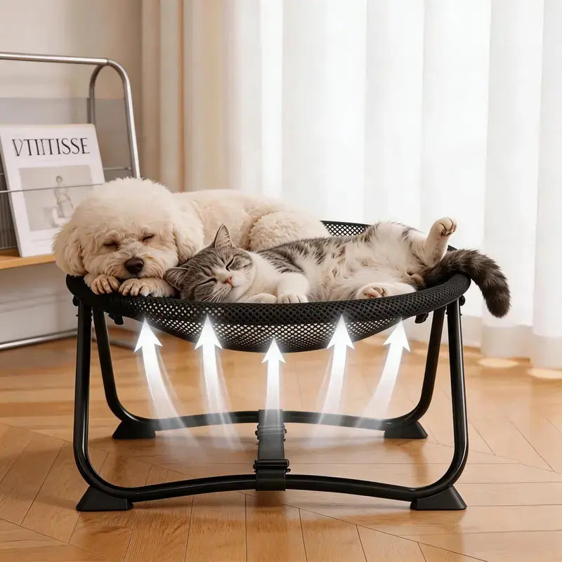 Foldable and Portable Pet Cot for Cats and Dogs, Elevated Pet Bed for Cats and Dogs - Breathable Fabric Blanket, Suitable for Indoor and Outdoor Use by Small and Medium-Sized Pets, with a Weight Capacity of 30Kg for Cats and Dogs