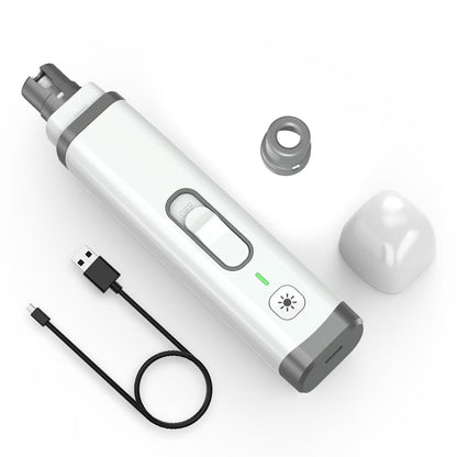 Dog Nail Grinder, 2 Speed Rechargeable LED Dog Nail Trimmer, Clipper for Dogs and Cats, White